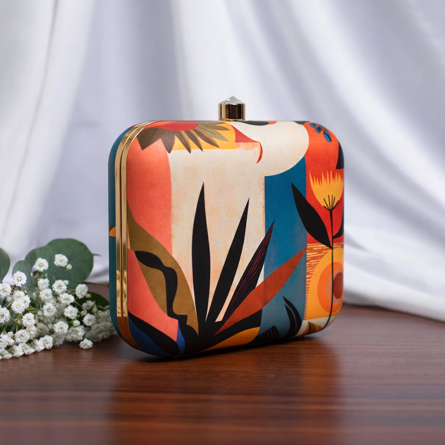 Multi-Pattern Abstract Art Printed Clutch