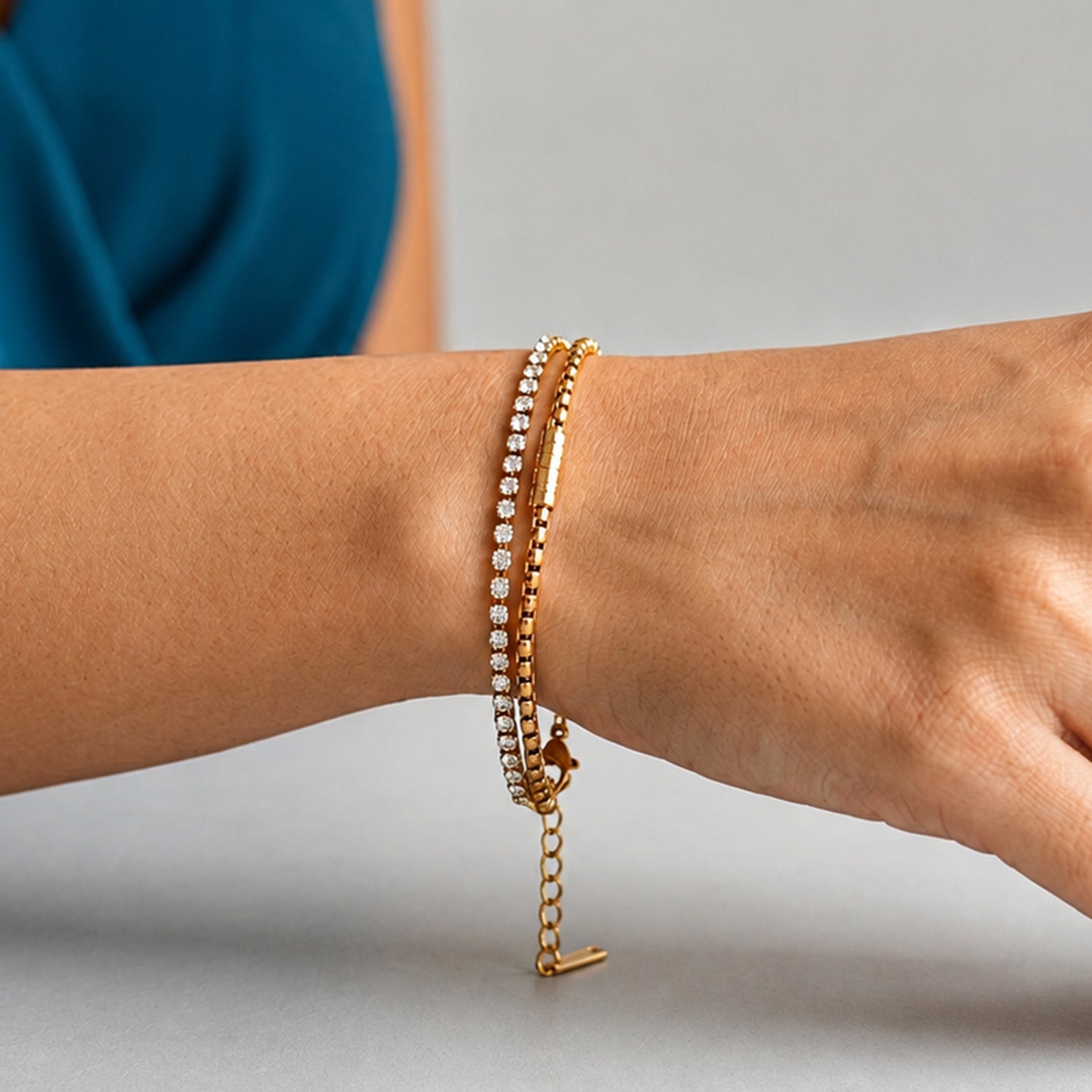 Artklim Sparkling Crystal Chain Anti-Tarnish Bracelet