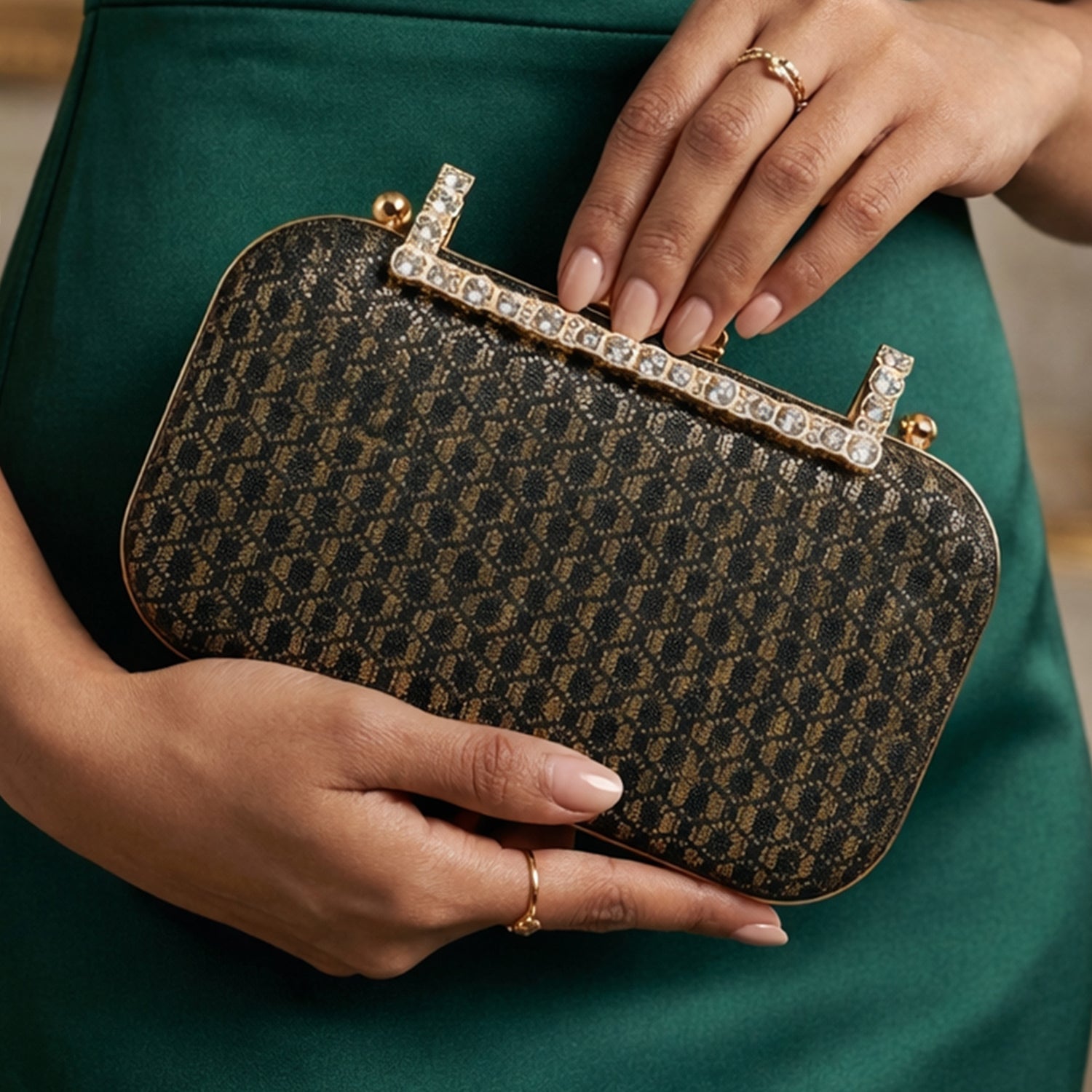 Artklim Midnight Trellis Embroidery Clutch