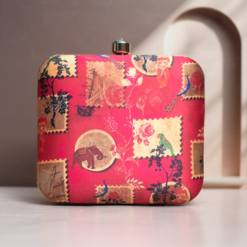 Artklim Red Tropical Print Clutch