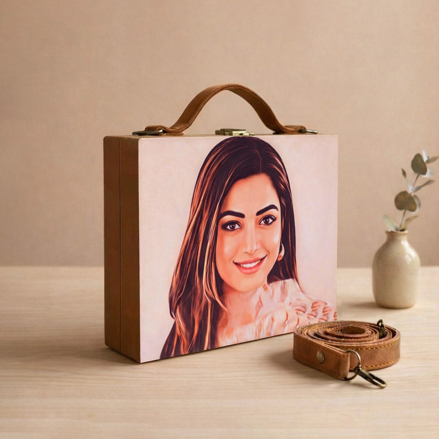Portrait Caricature Personalised Suitcase Style Clutch Bag