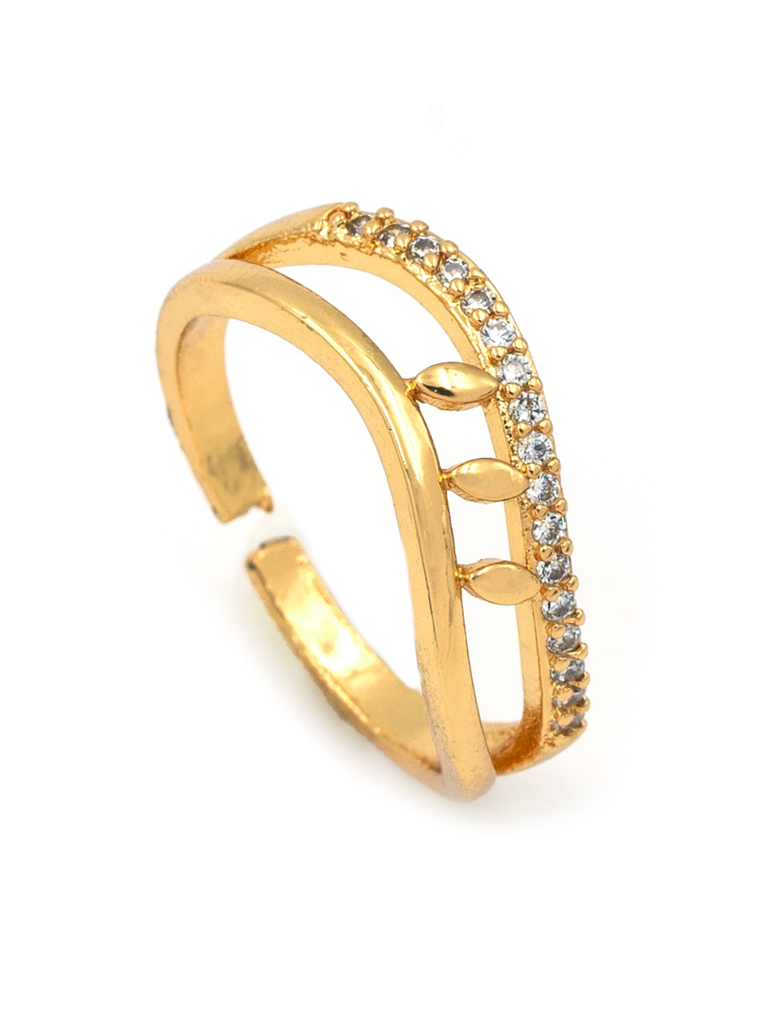 Artklim Gold-Plated Wave Elegance Anti-Tarnish Ring