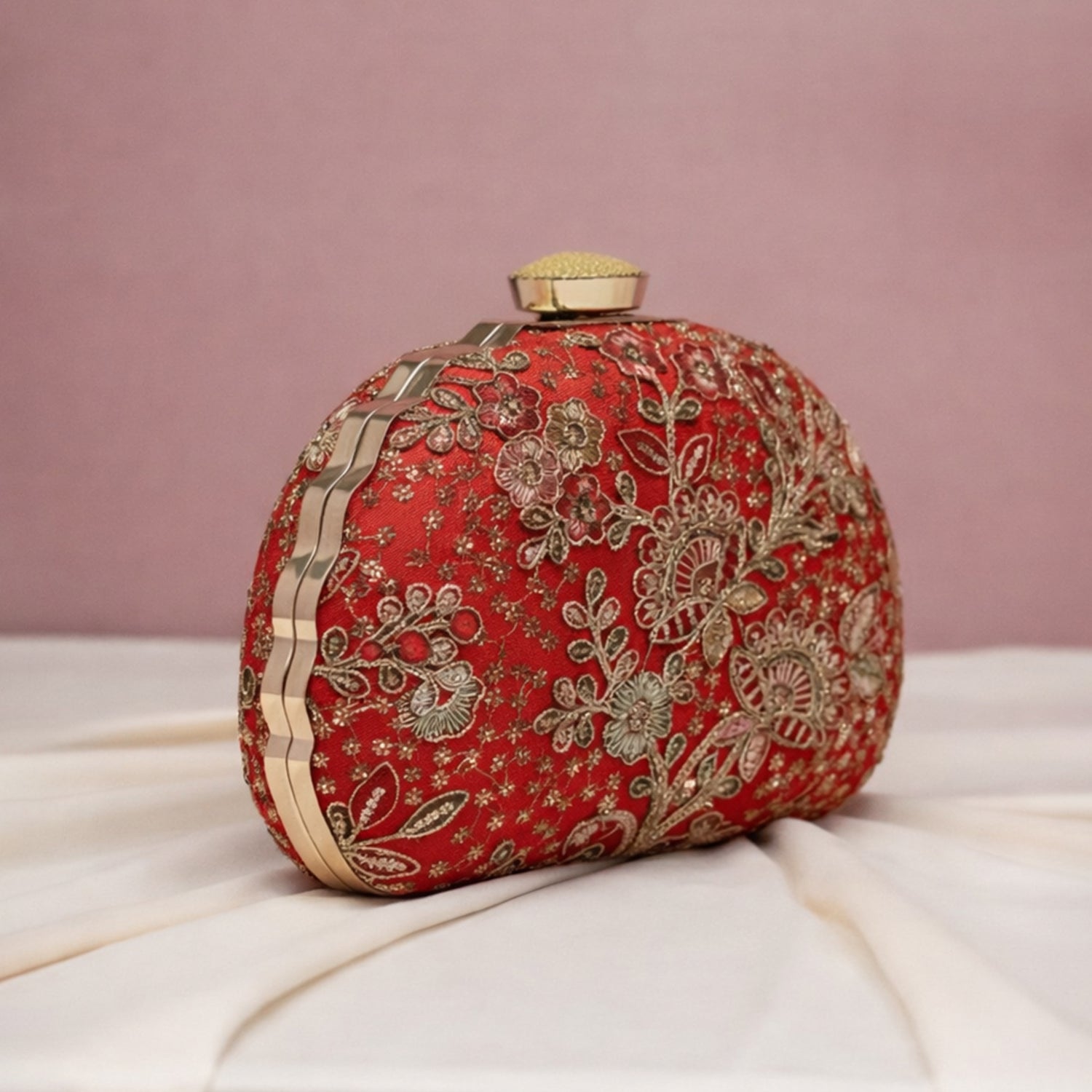 Artklim Embroidered Scarlet Garden Clutch