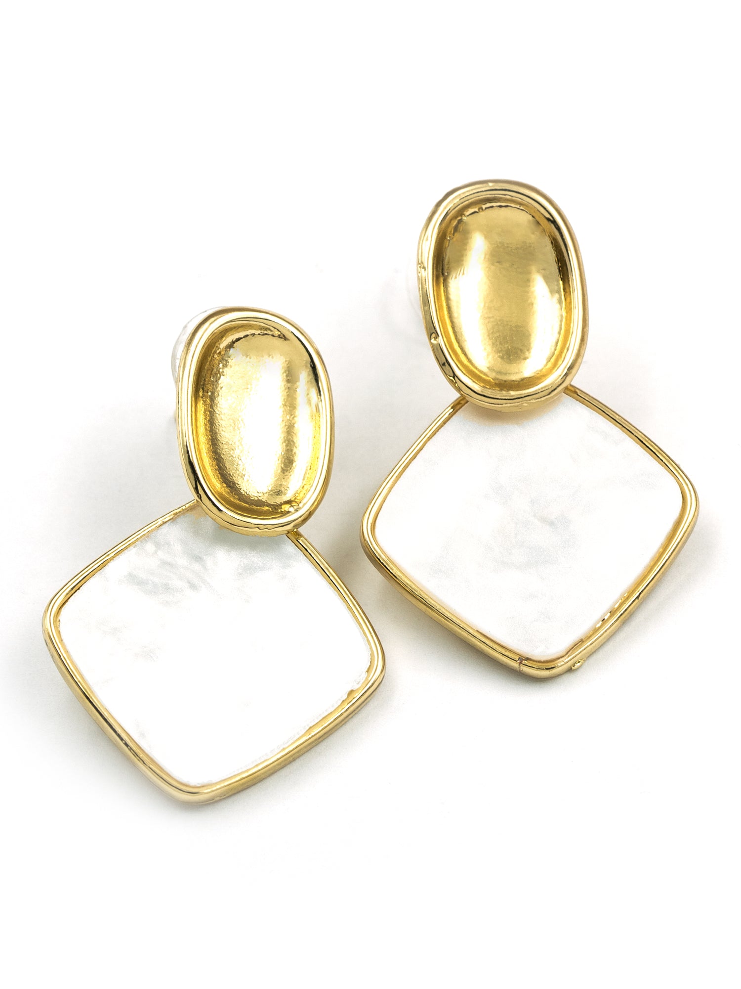 Artklim White Marble Diamond Anti Tarnish Earrings