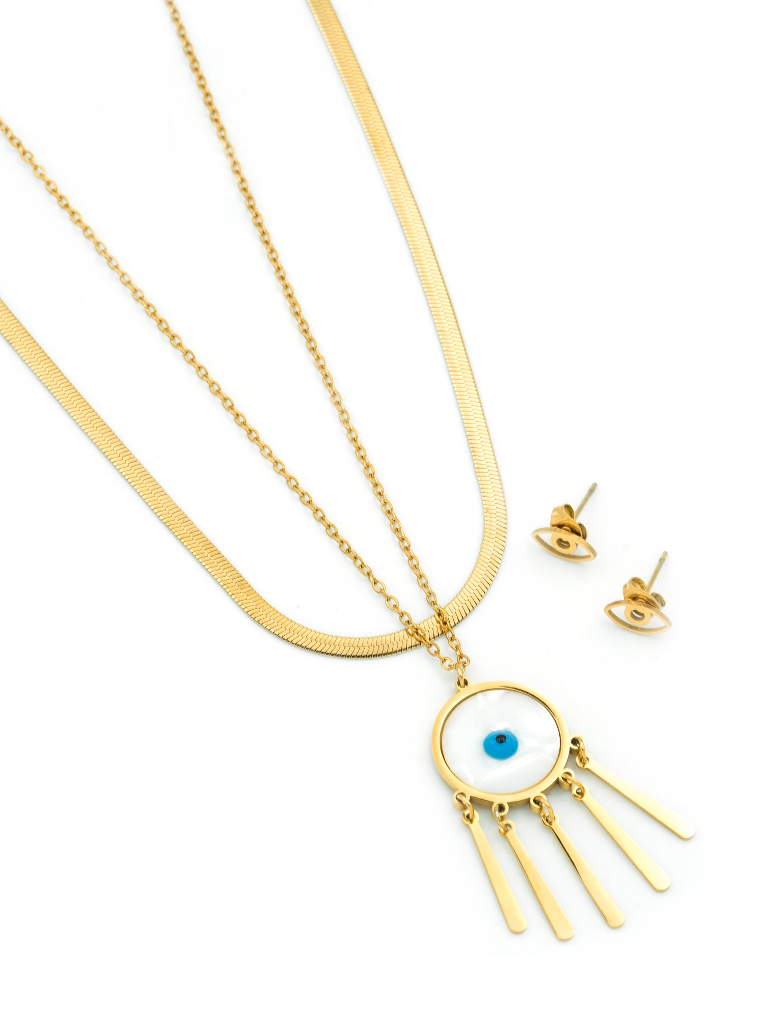 Artklim Evil Eye Charm Necklace & Earring Set