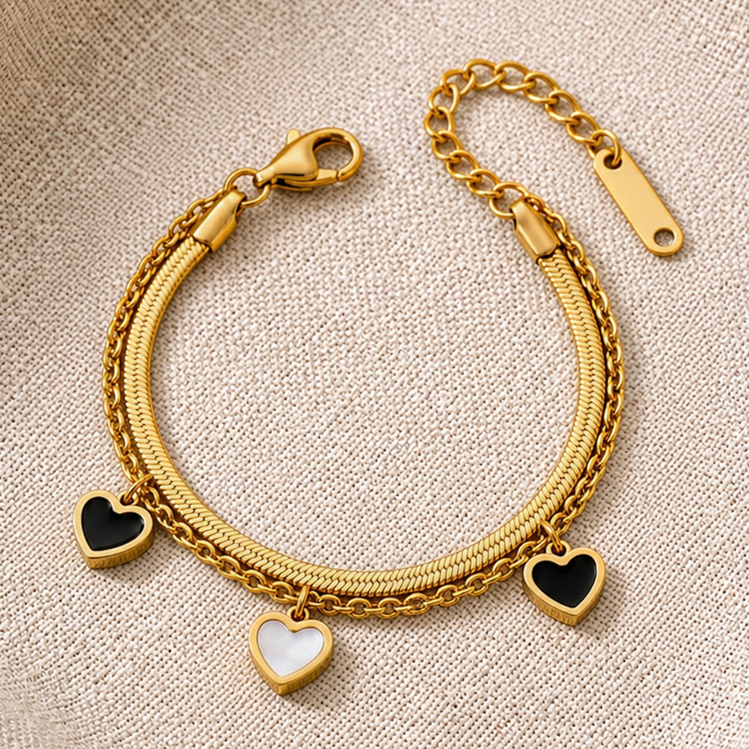 Artklim Dual Layer Heart Charm Gold Bracelet Anti-tarnish