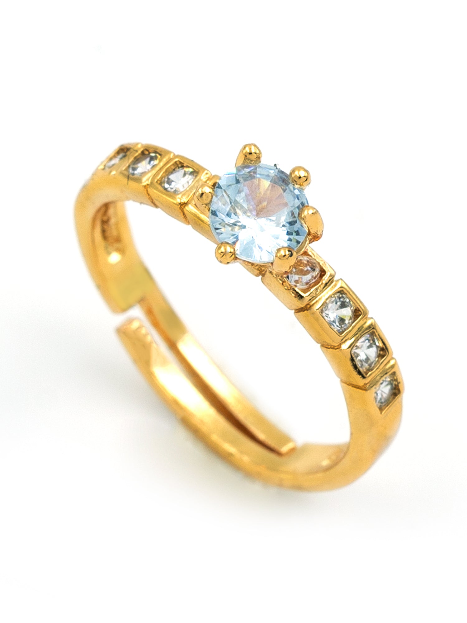 Artklim Gold-Plated Square-Cut Solitaire Anti Tarnish Ring