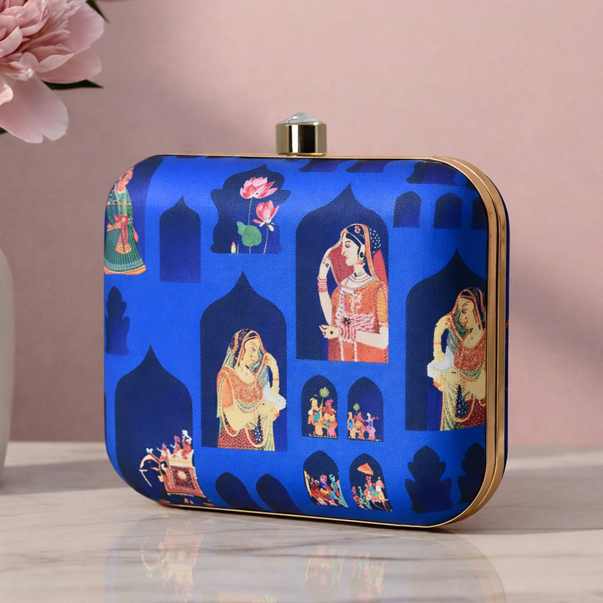 Artklim Blue Royal Indian Art Printed Women Clutch