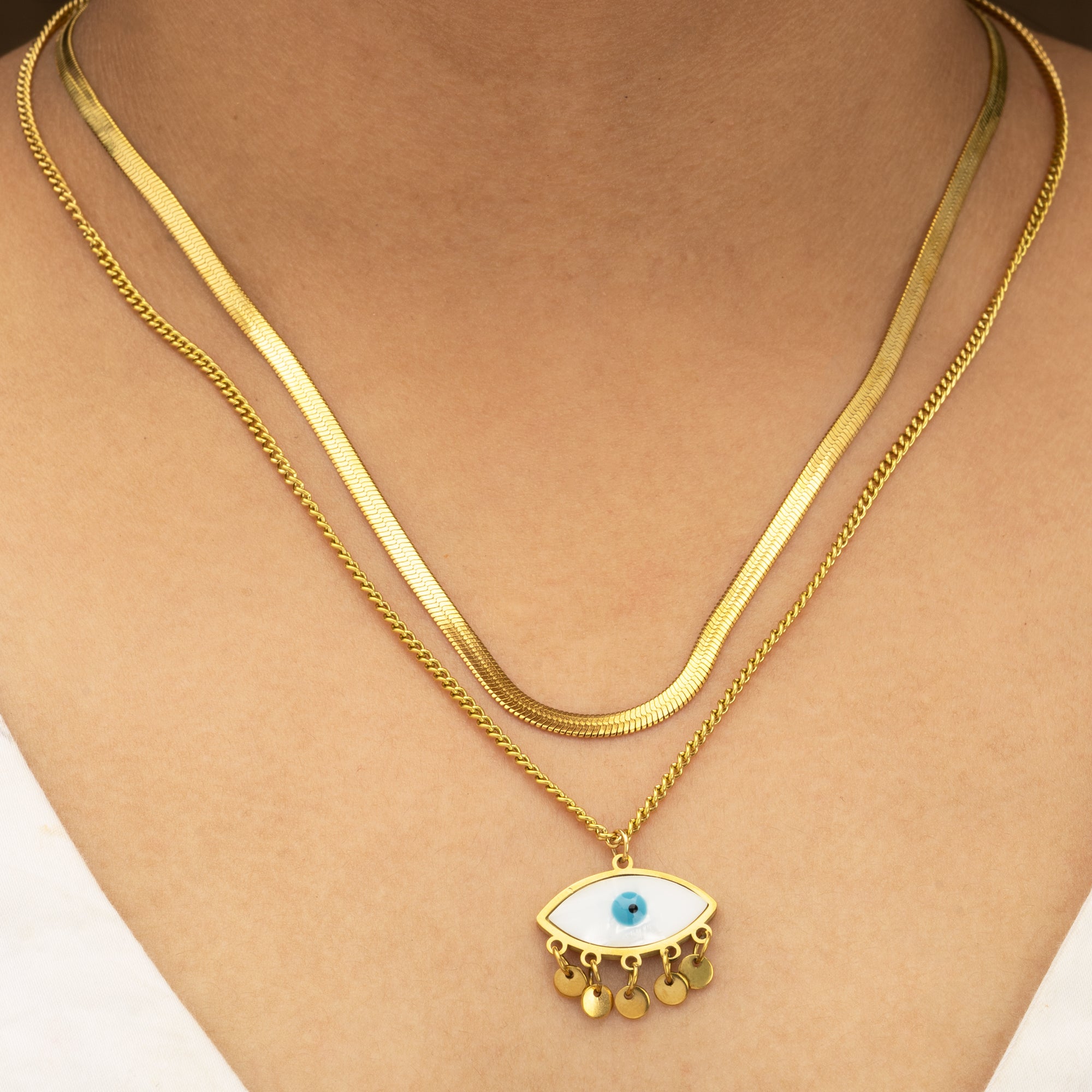 Artklim Evil Eye Charm Gold Necklace