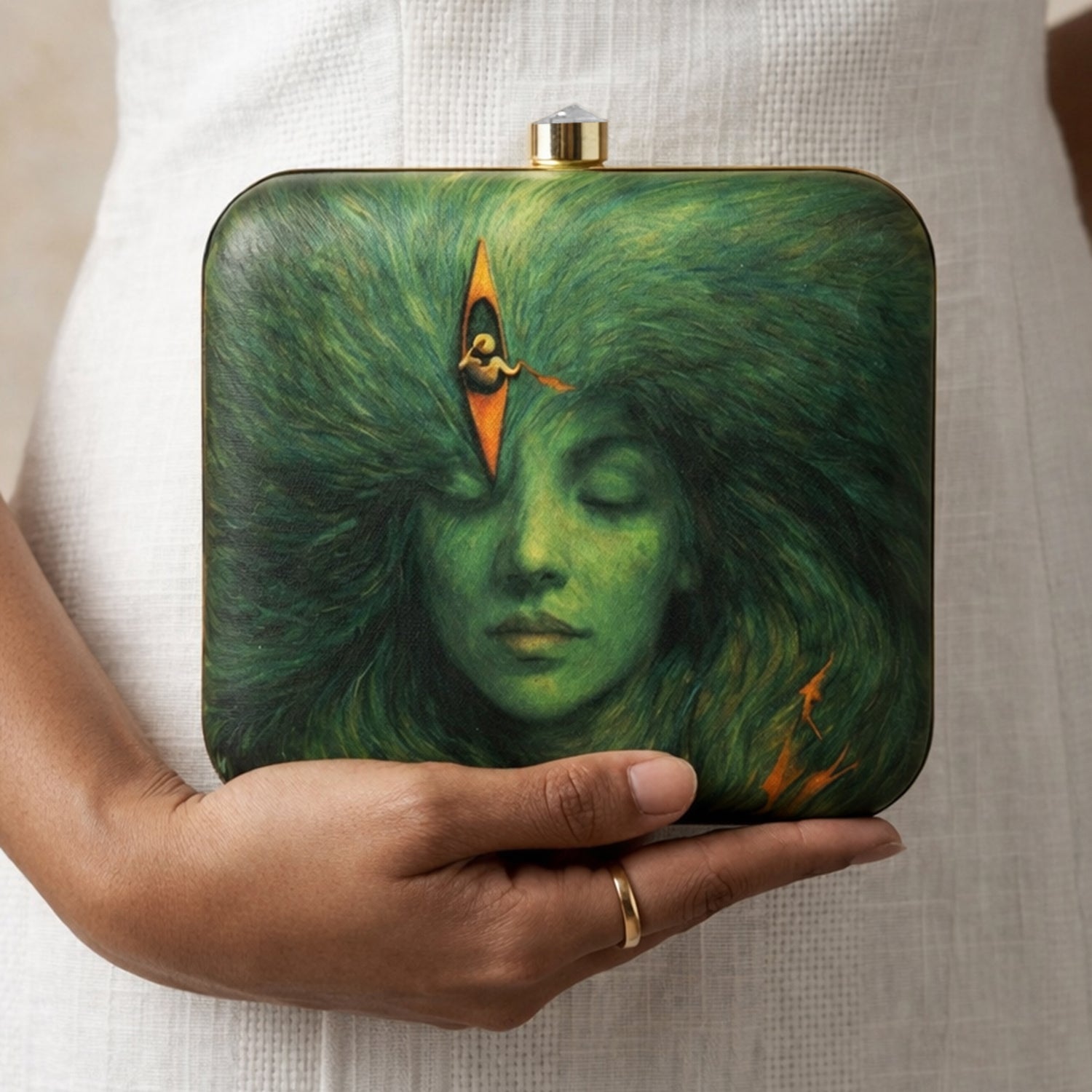 Artklim Emerald Dream Vision Printed Clutch