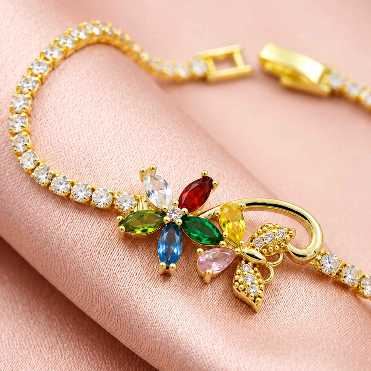 Artklim Multicolor Butterfly Sparkle Anti-Tarnish Bracelet
