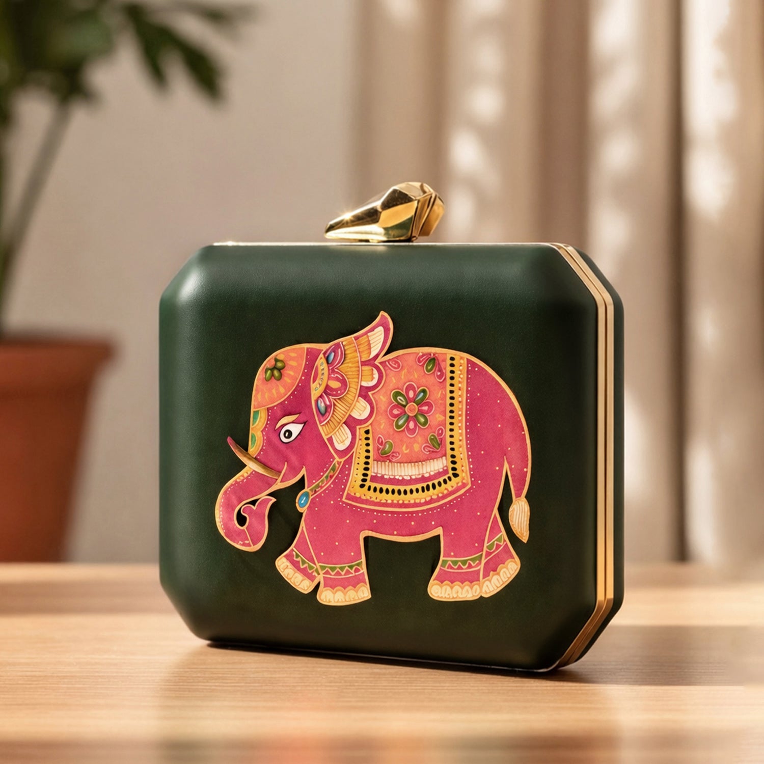 Artklim Royal Elephant Printed Clutch