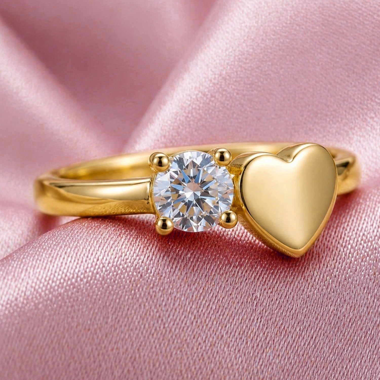 Artklim Gold Heart Charm Adjustable Anti-Tarnish Ring