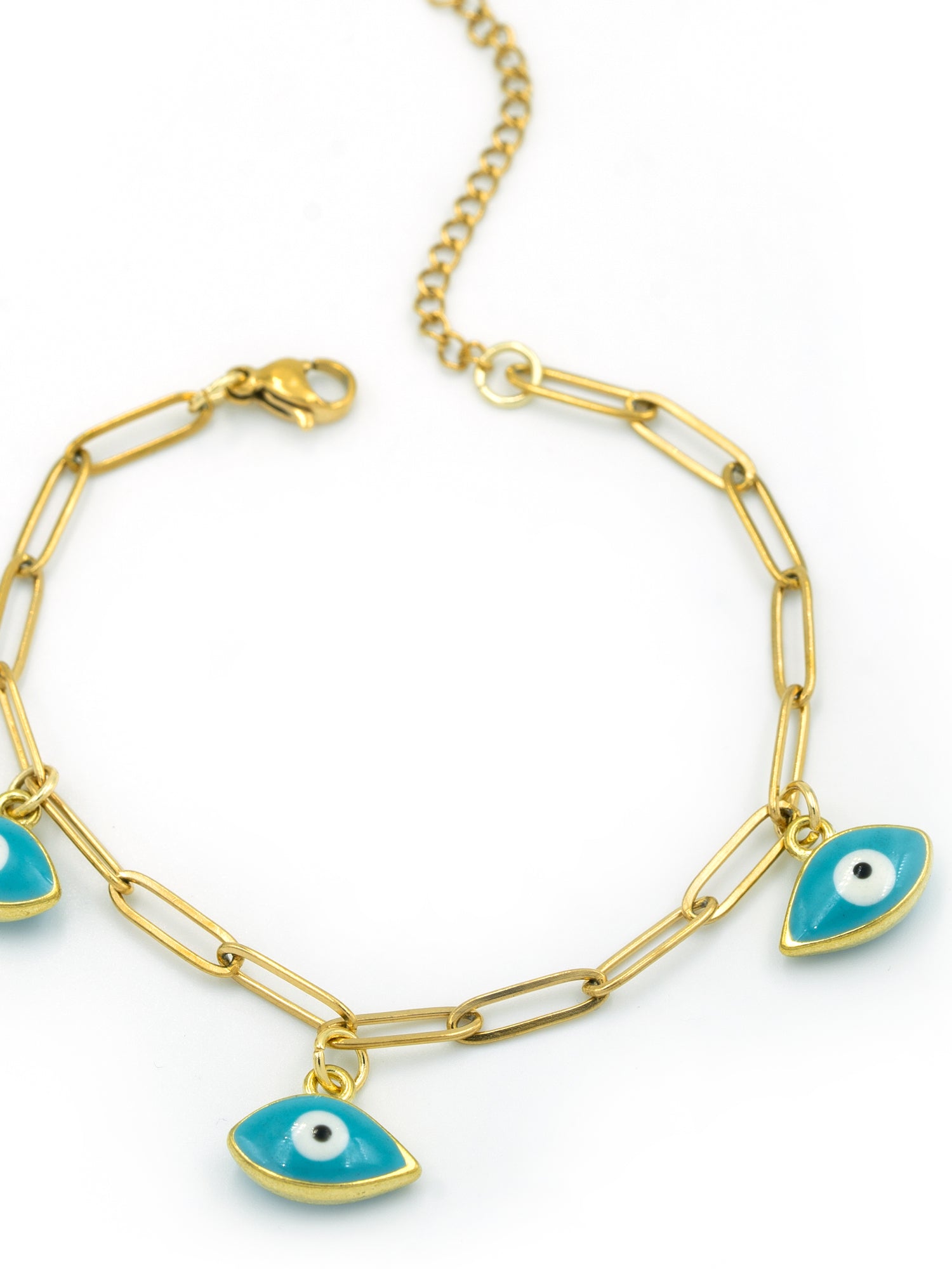 Artklim Gold Plated Anti Tarnish Turquoise Evil Eye Chain Bracelet