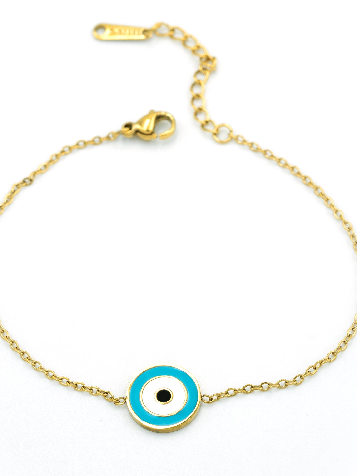 Artklim Gold Plated Anti Tarnish  Turquoise Round Evil Eye Bracelet