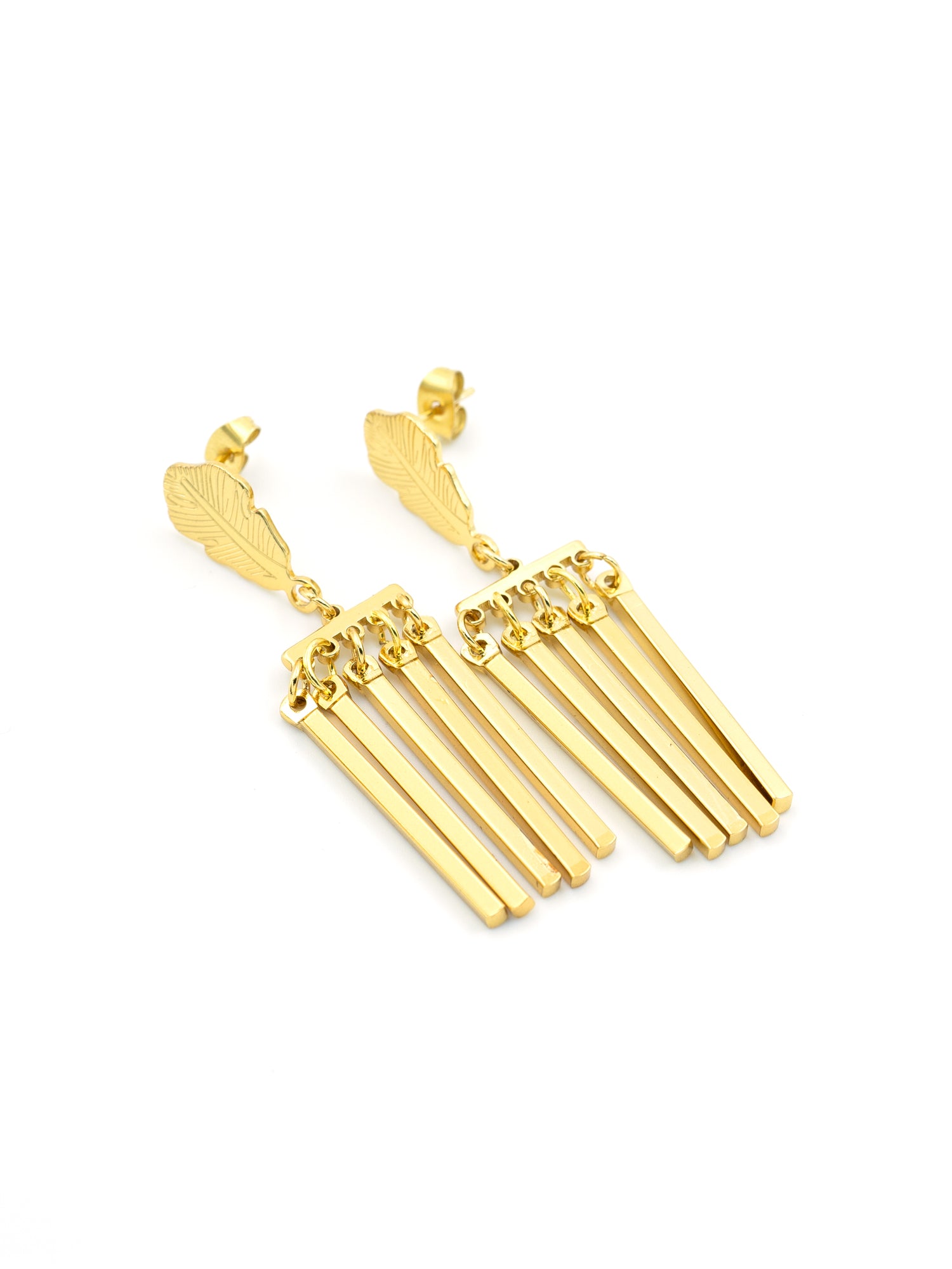 Artklim Golden Feather Chime Earrings