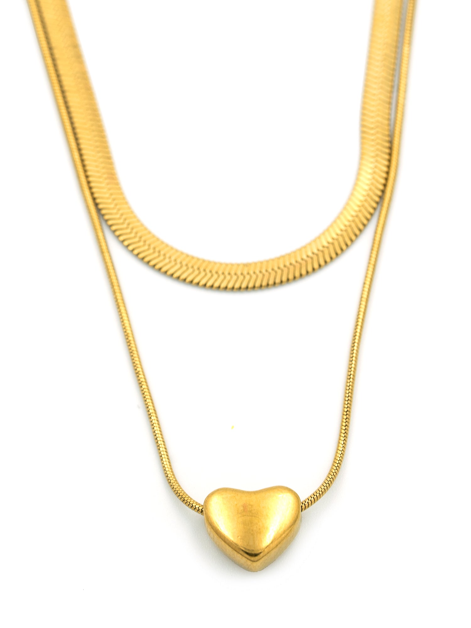 Arklim Golden Heart Herringbone Duo Anti Tarnish Pendant