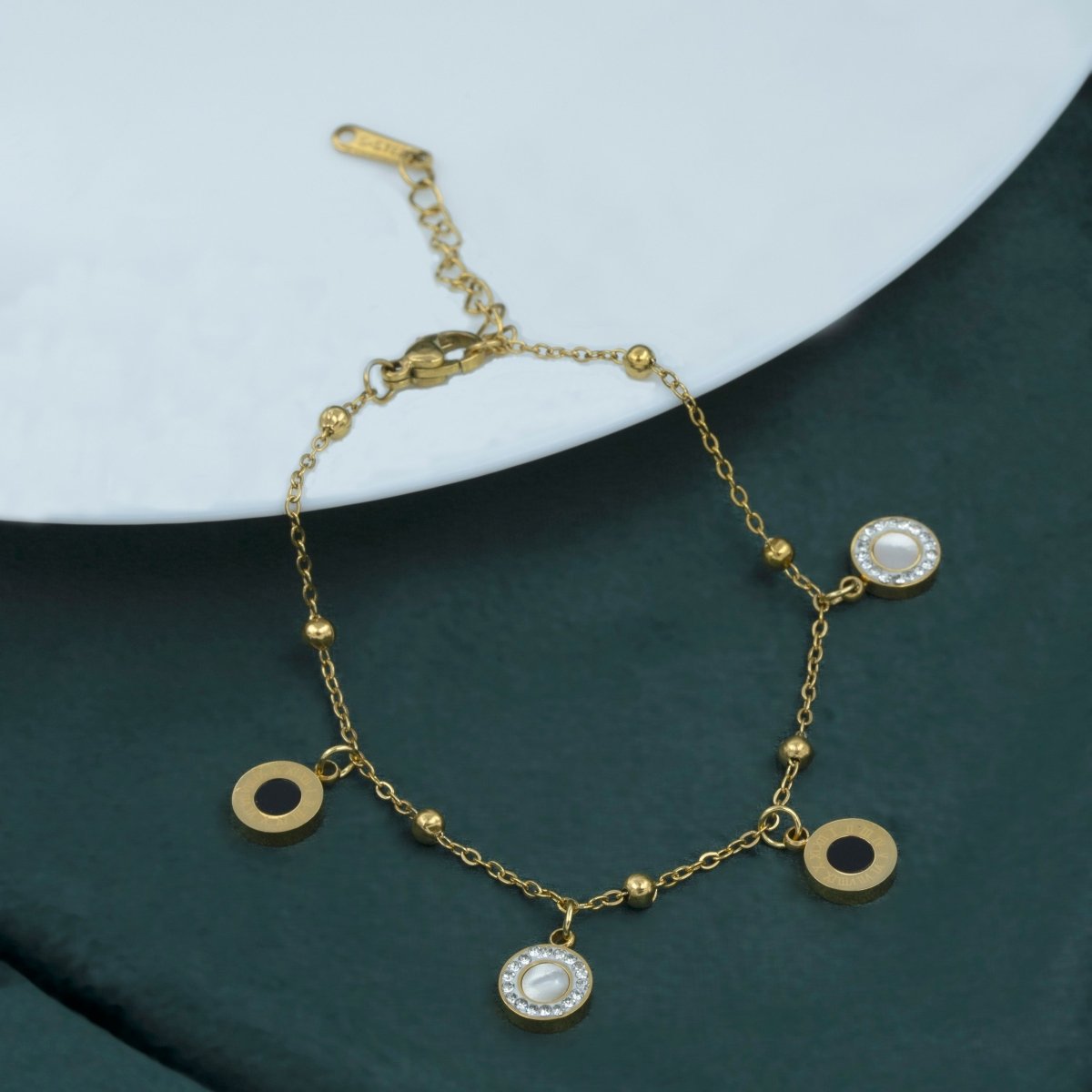 Artklim Round Roman Numerals Charms Bracelet