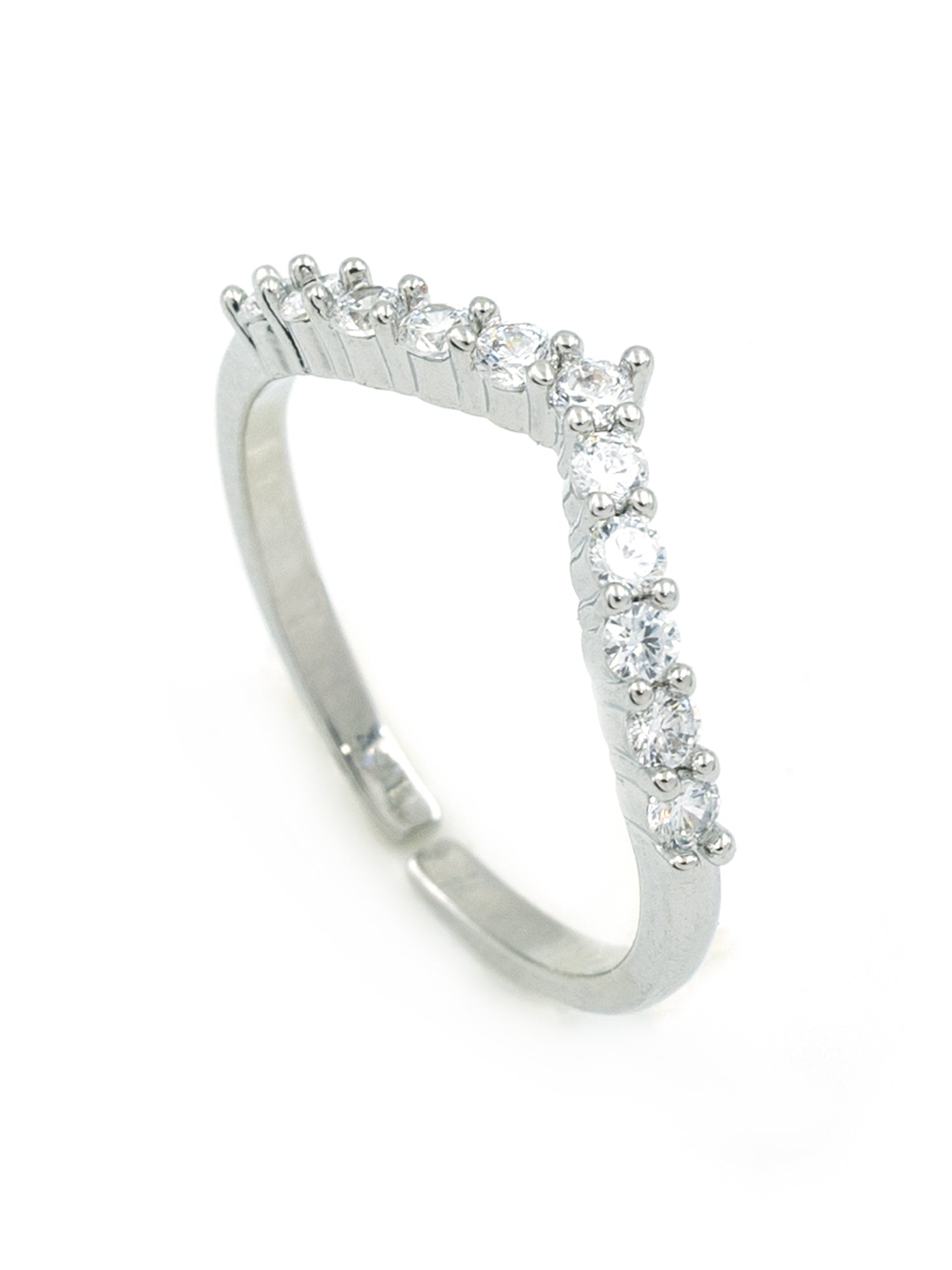 Artklim Sliver- Tone Chevron Spark Anti-Tarnish Ring