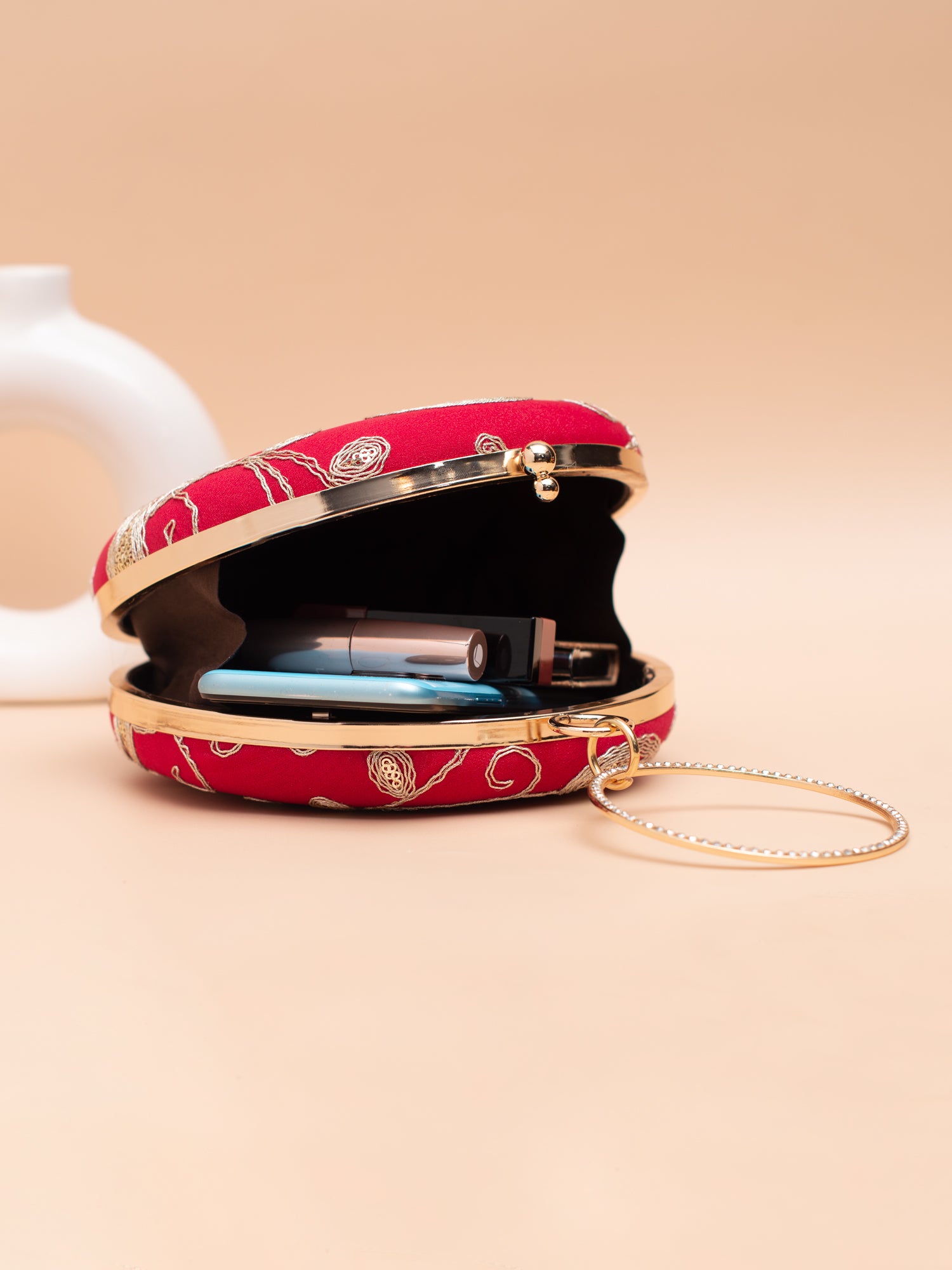 Artklim Red with Golden Paisley & Swirl Work
