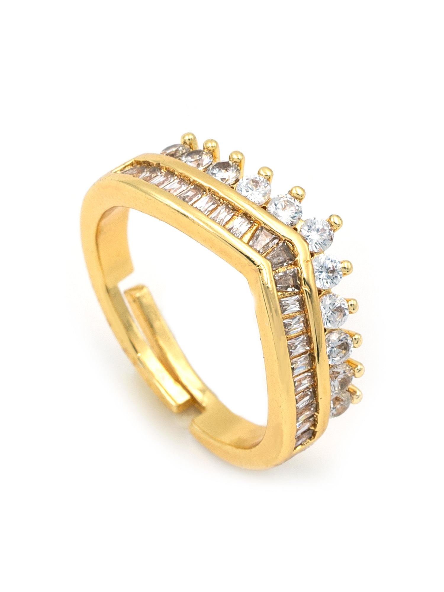 Artklim Gold-Plated Crown Sparkle Anti-Tarnish Ring