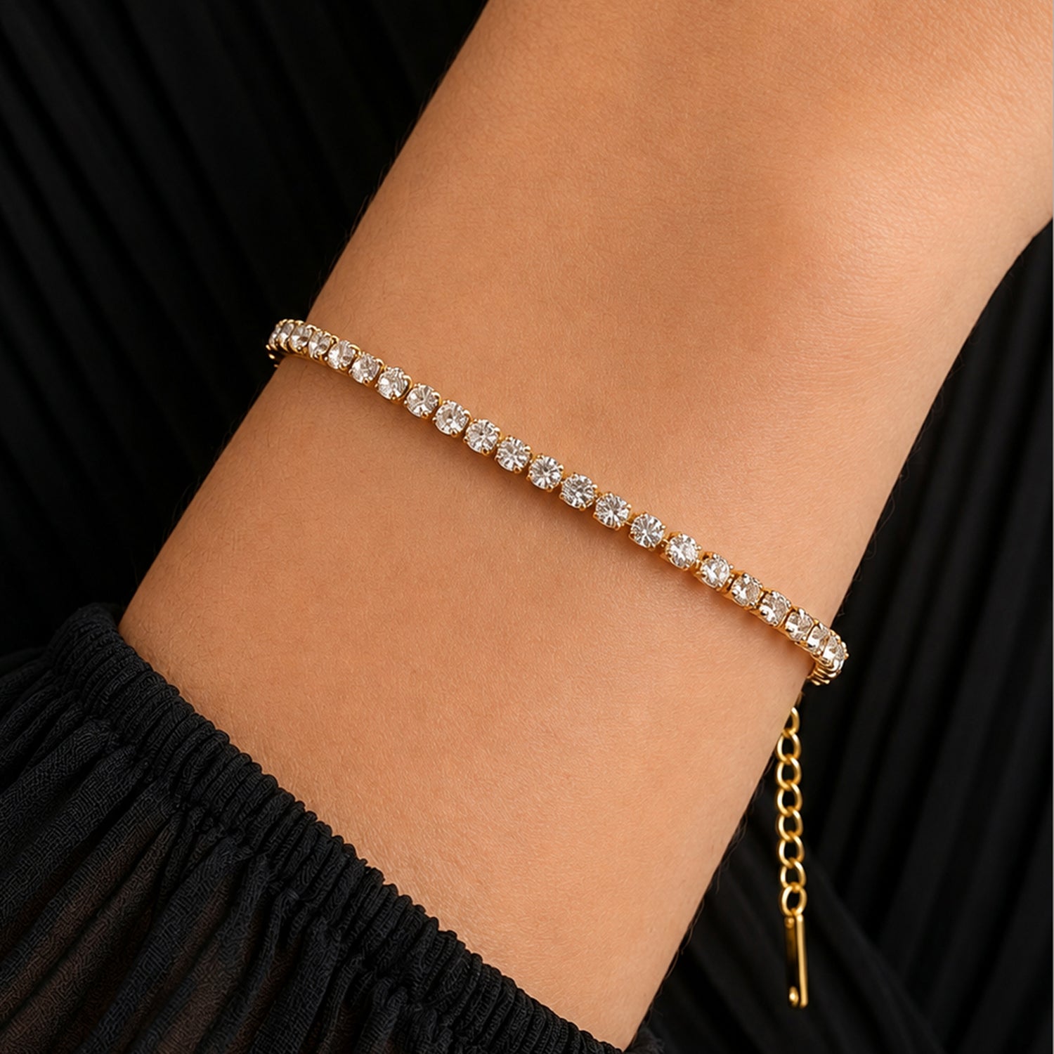 Artklim Luxury Gold Tennis Crystal Anti-Tarnish Bracelet
