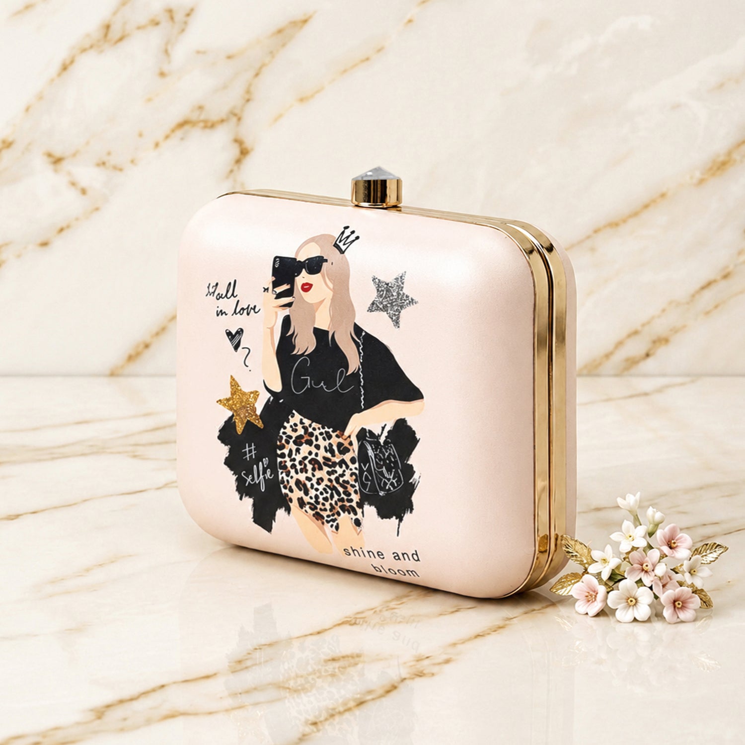Artklim Glam Girl Printed Clutch