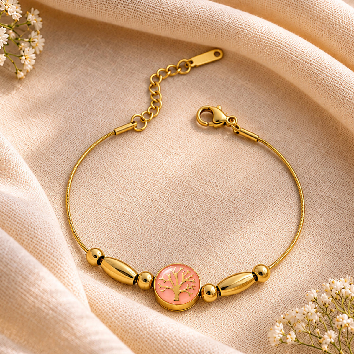 Artklim Luxe Tree of Life Charm Gold-Tone Anti-Tarnish Bracelet