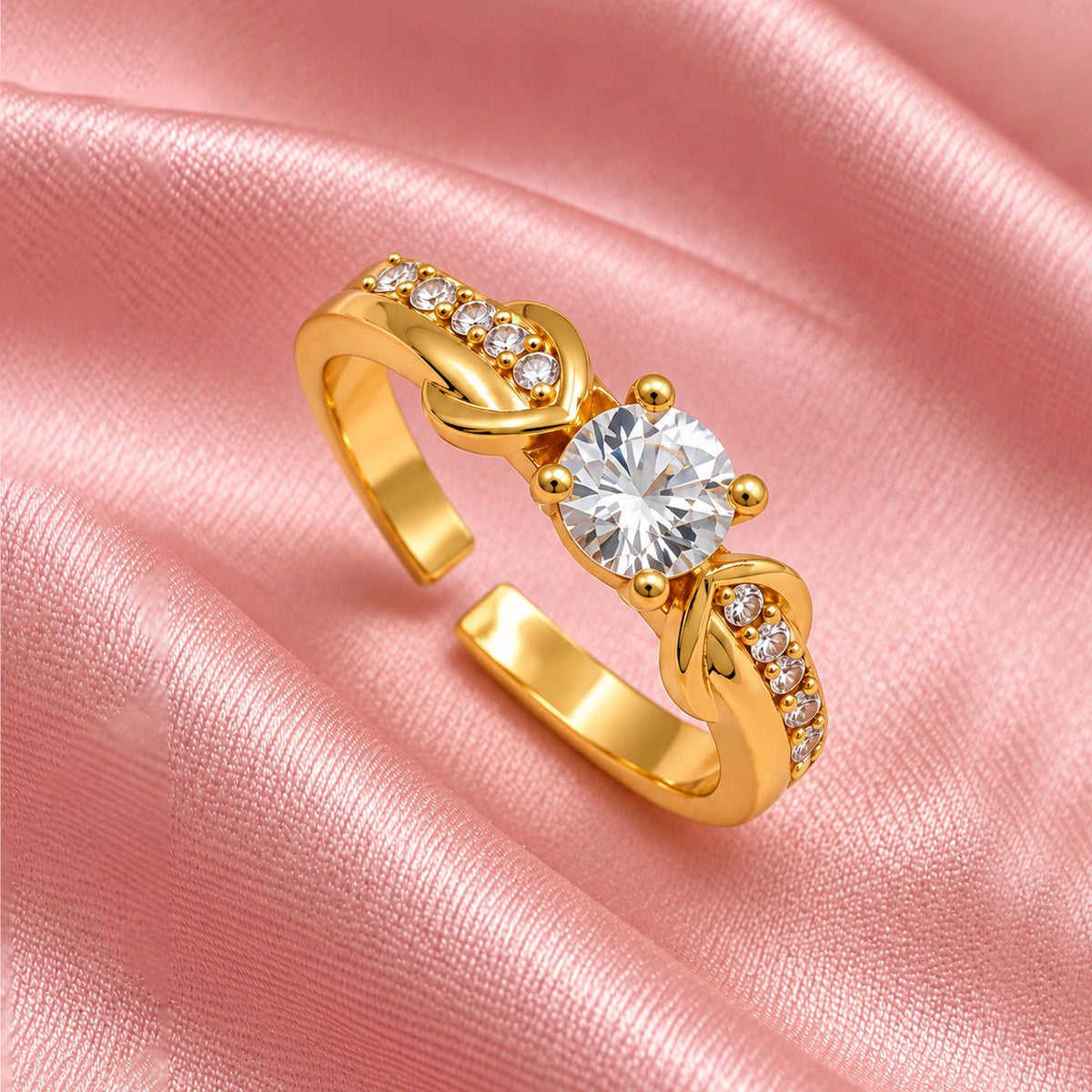 Artklim Luxe Round-Stone Gold-Tone Anti-Tarnish Ring