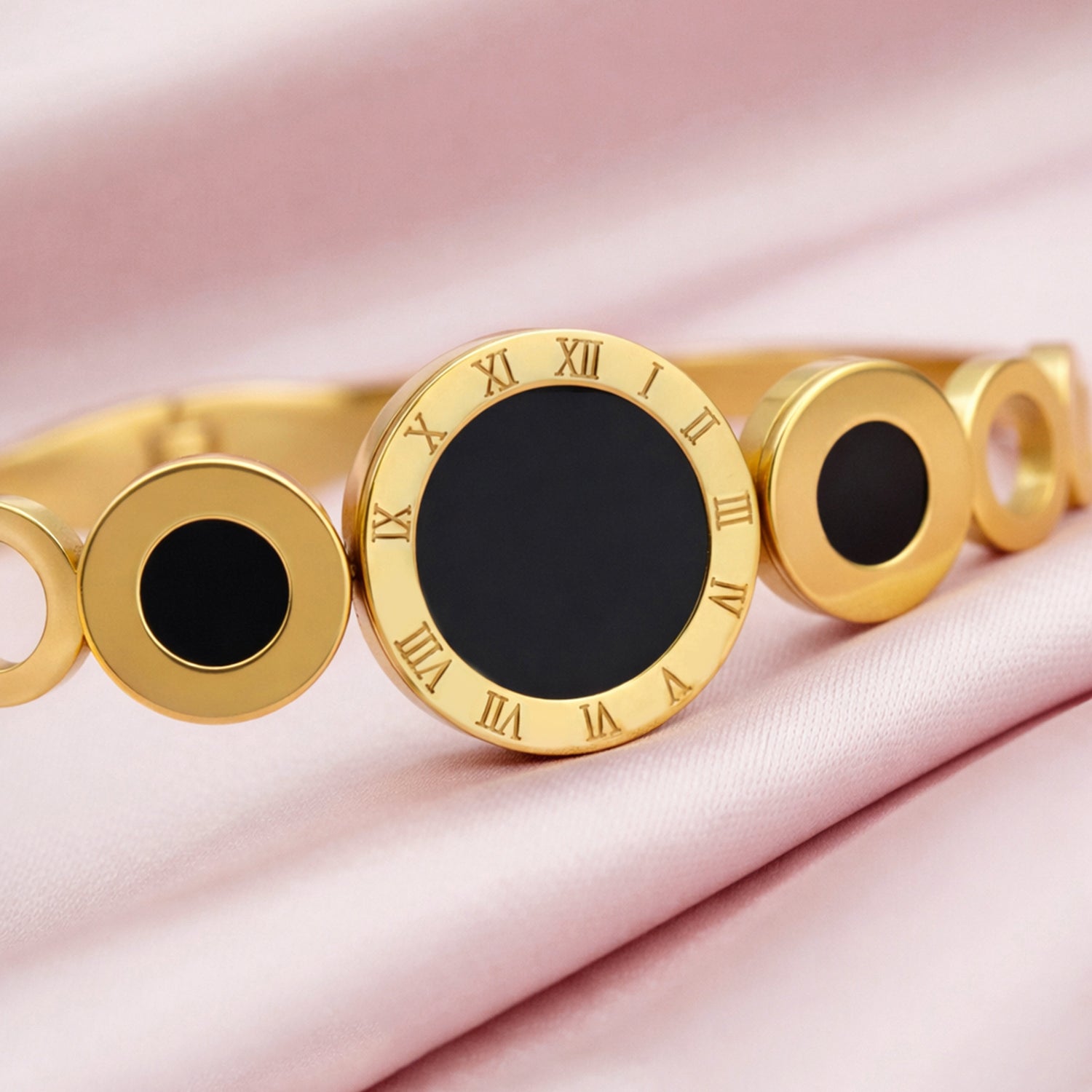 Artklim Gold Plated Classic Black Dial Anti-Tarnish Bangle Bracelet