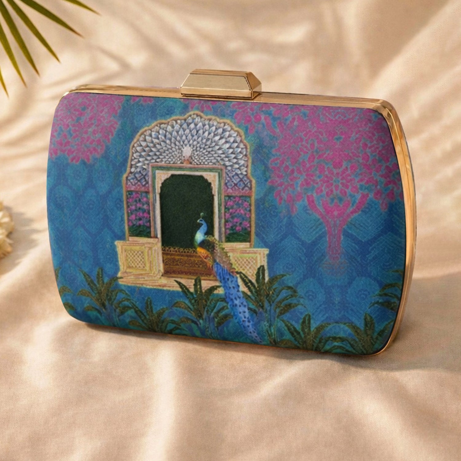 Artklim Peacock Printed Clutch