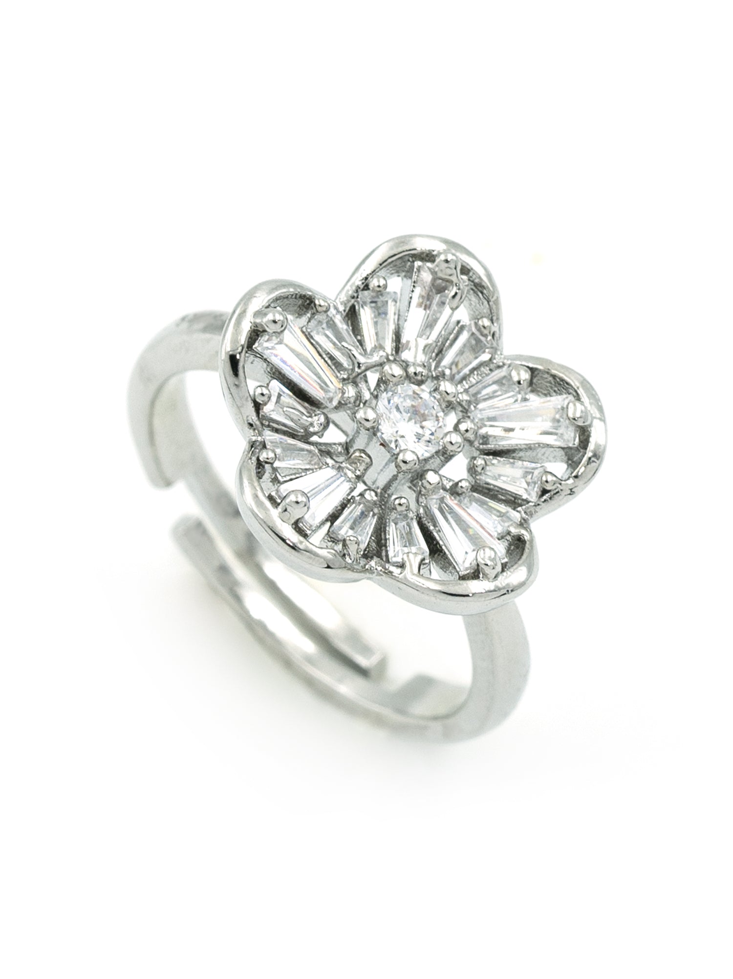 Artklim Sliver- Tone Blossom Glow Anti-Tarnish Ring