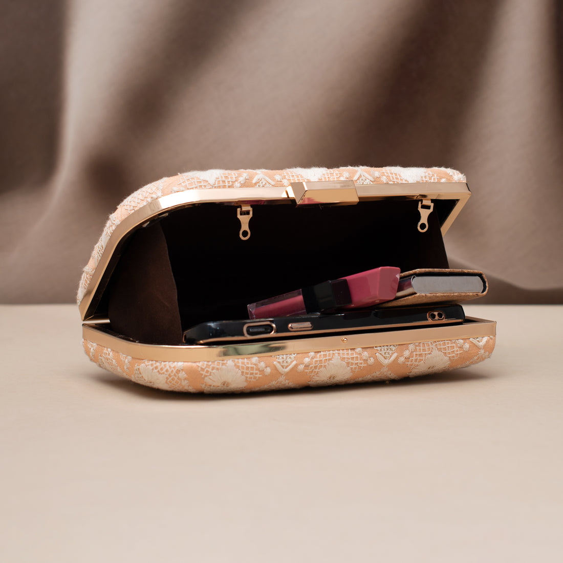 Artklim Golden Petal Embroidered Clutch