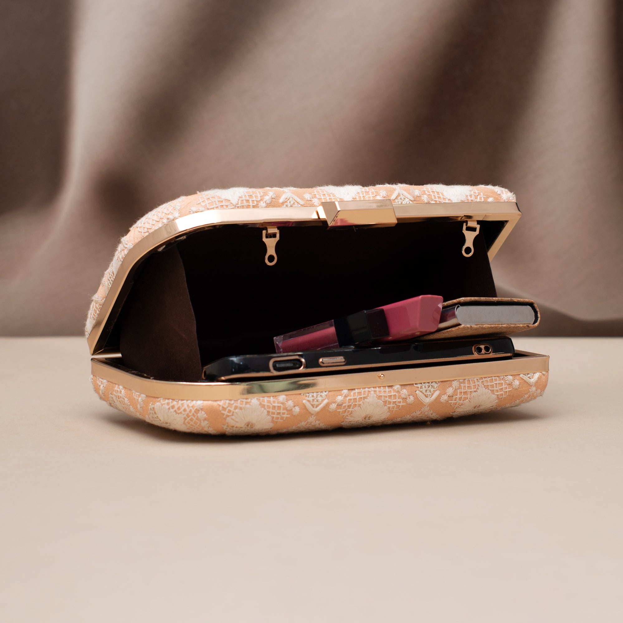 Artklim Golden Petal Embroidered Clutch