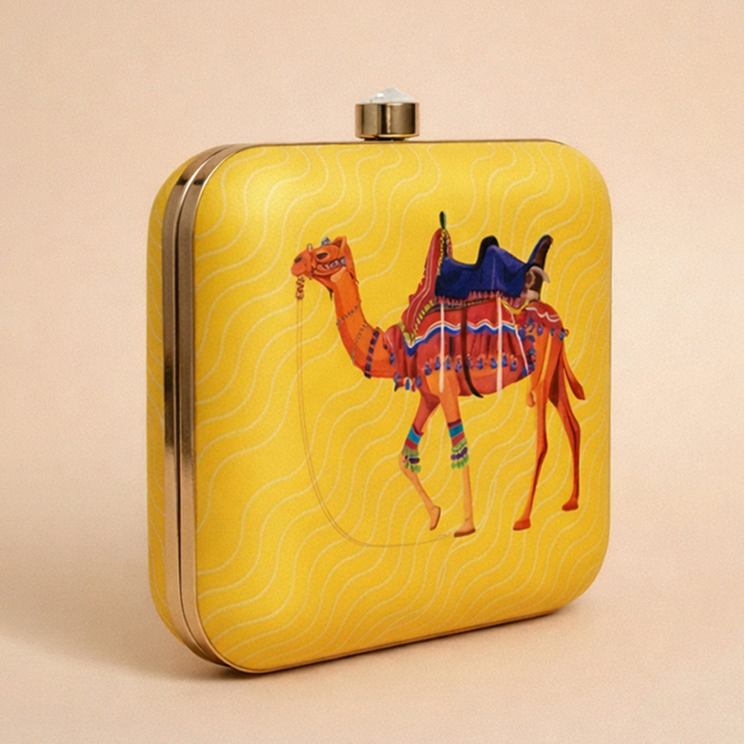 Camel Printed Clutch