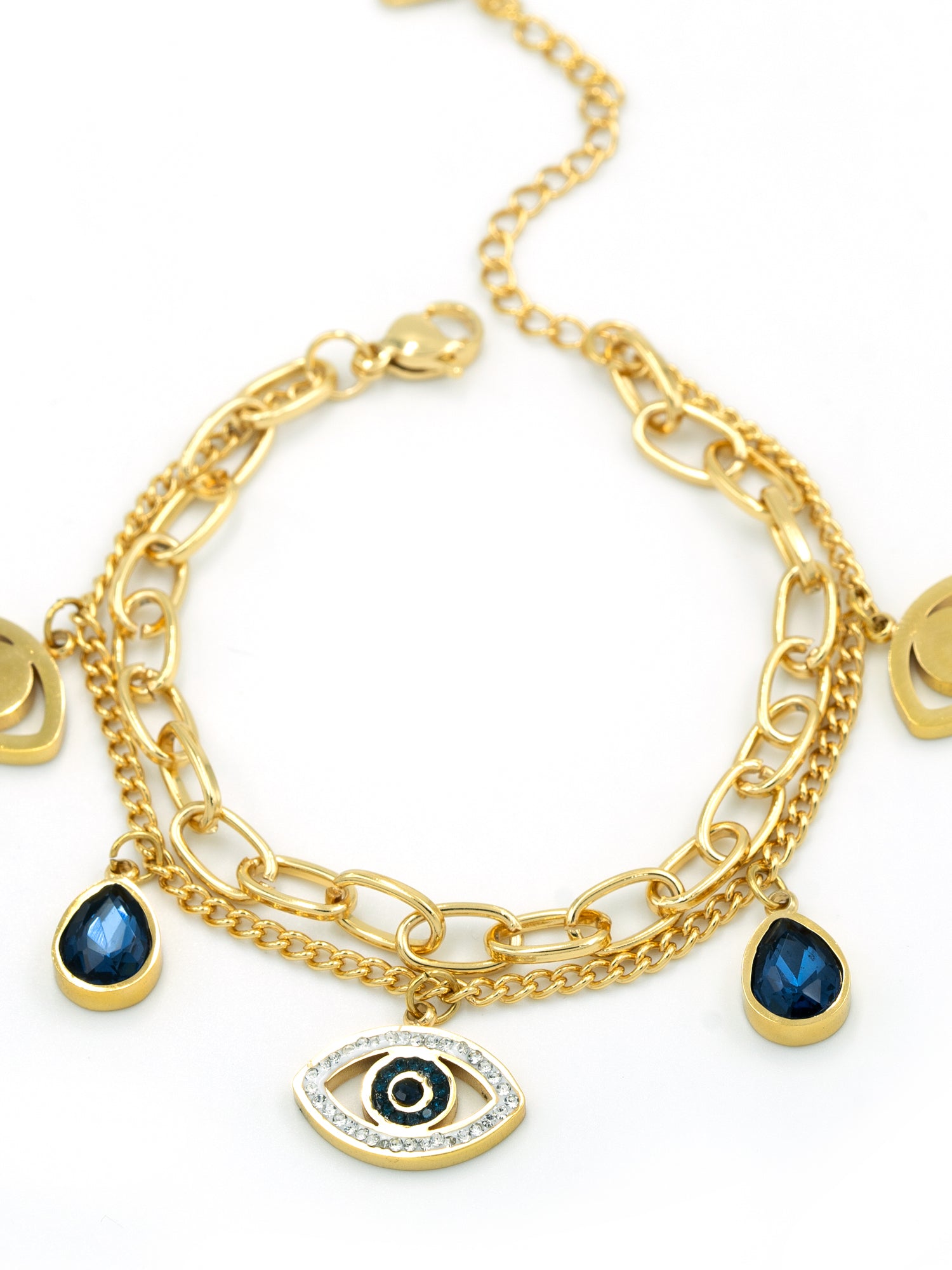 Artklim Gold Plated Anti Tarnish Layered Evil Eye Bracelet