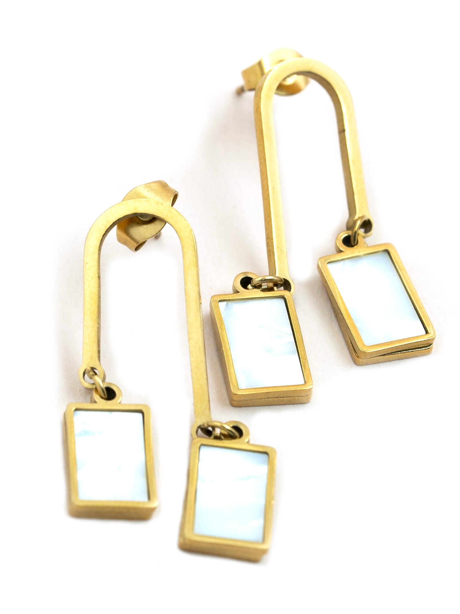 Artklim Geometric Mother of Pearl Anti-Tarnish Earrings