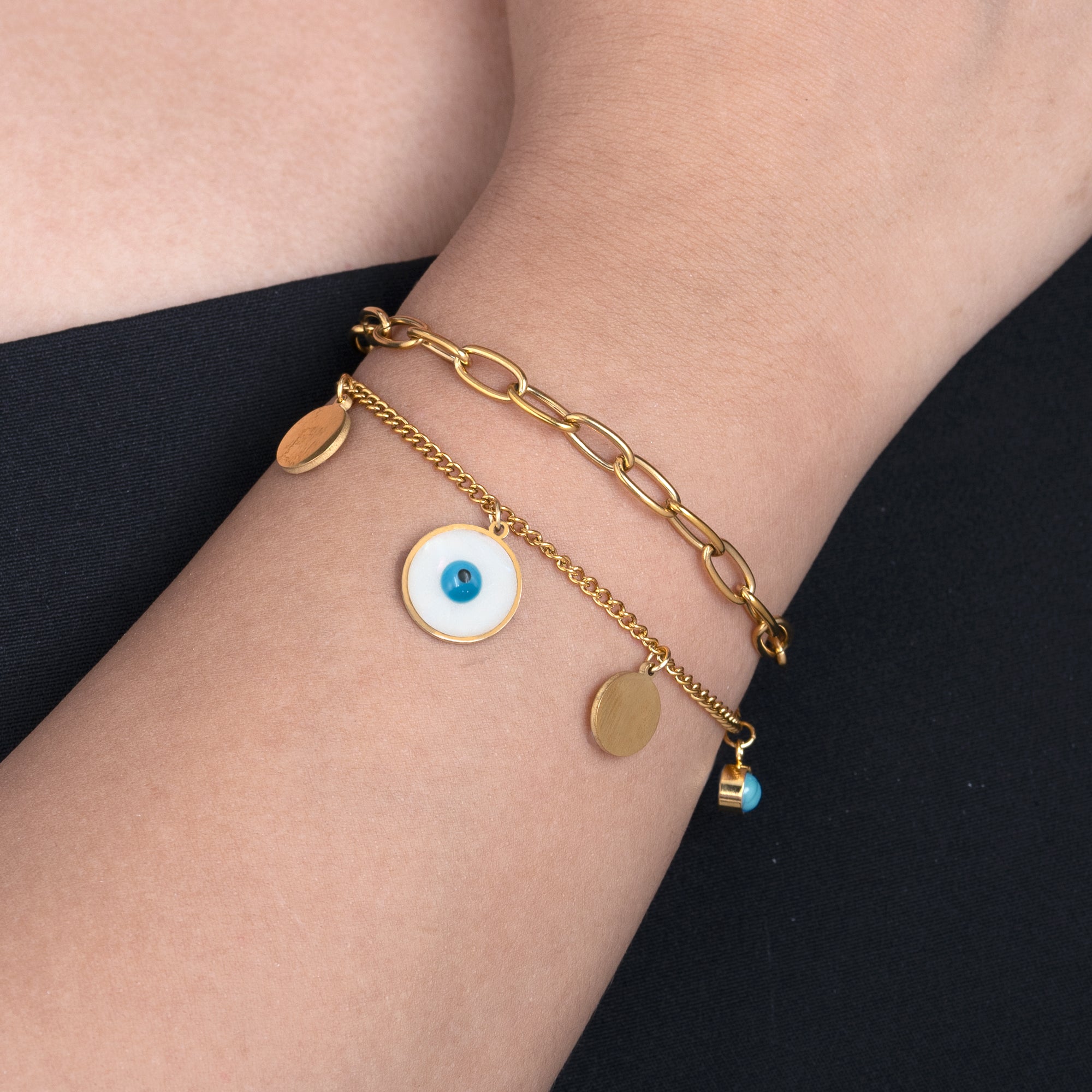 Artklim Evil Eye Chain Charm Bracelet