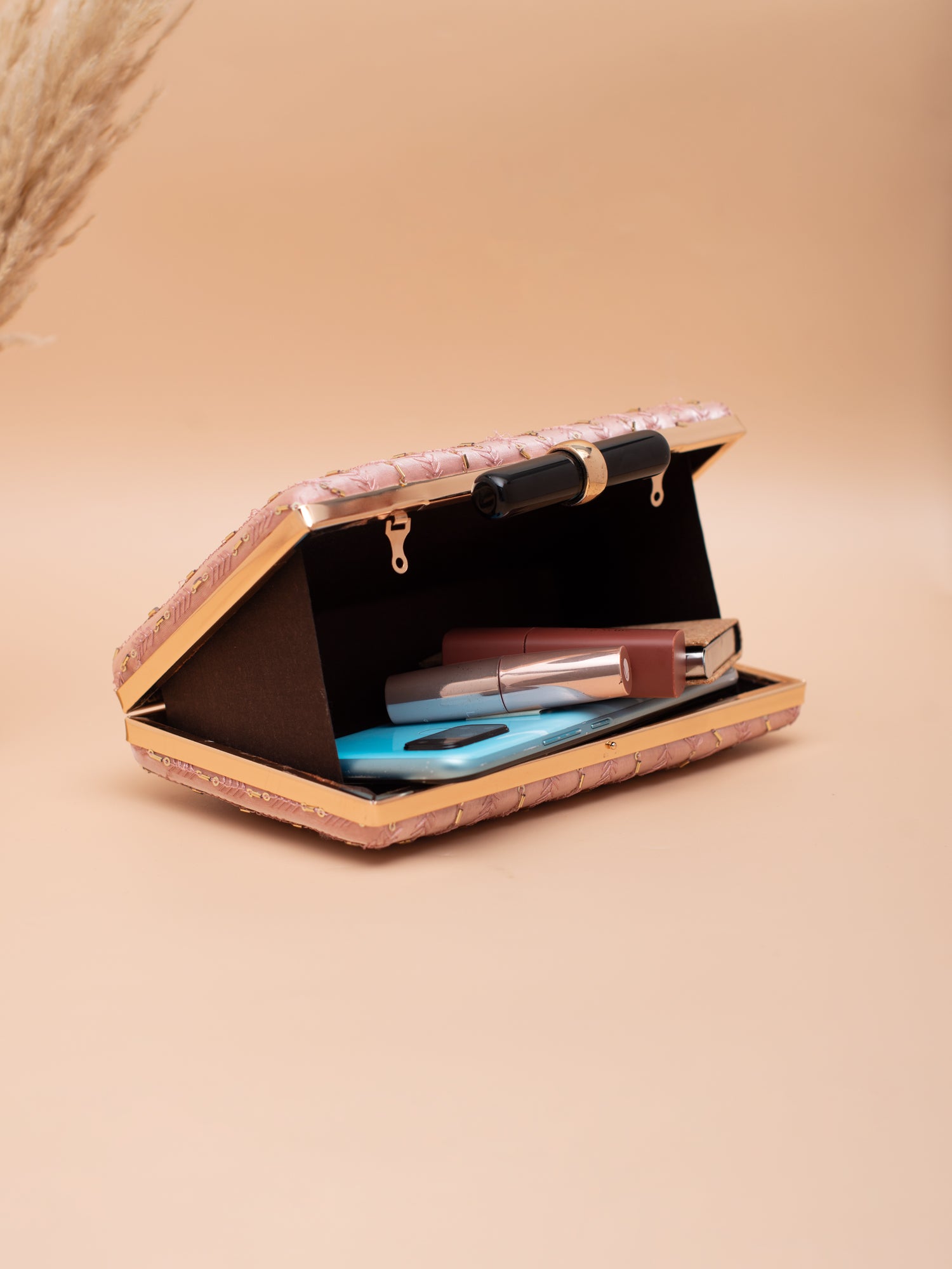 Artklim Blush Glow Embroidery Chain Clutch