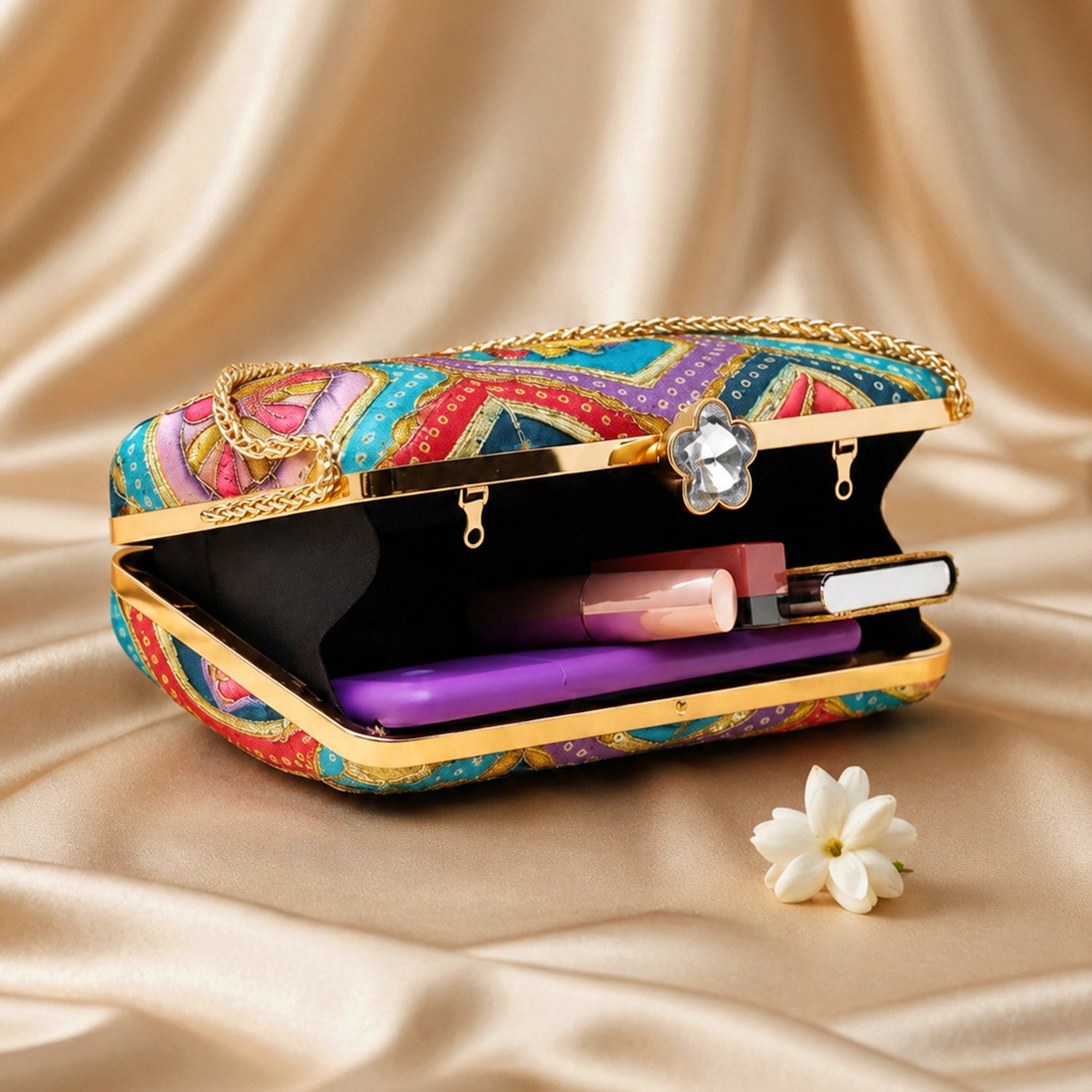 Artklim Multicolor Floral Embroidered Clutch