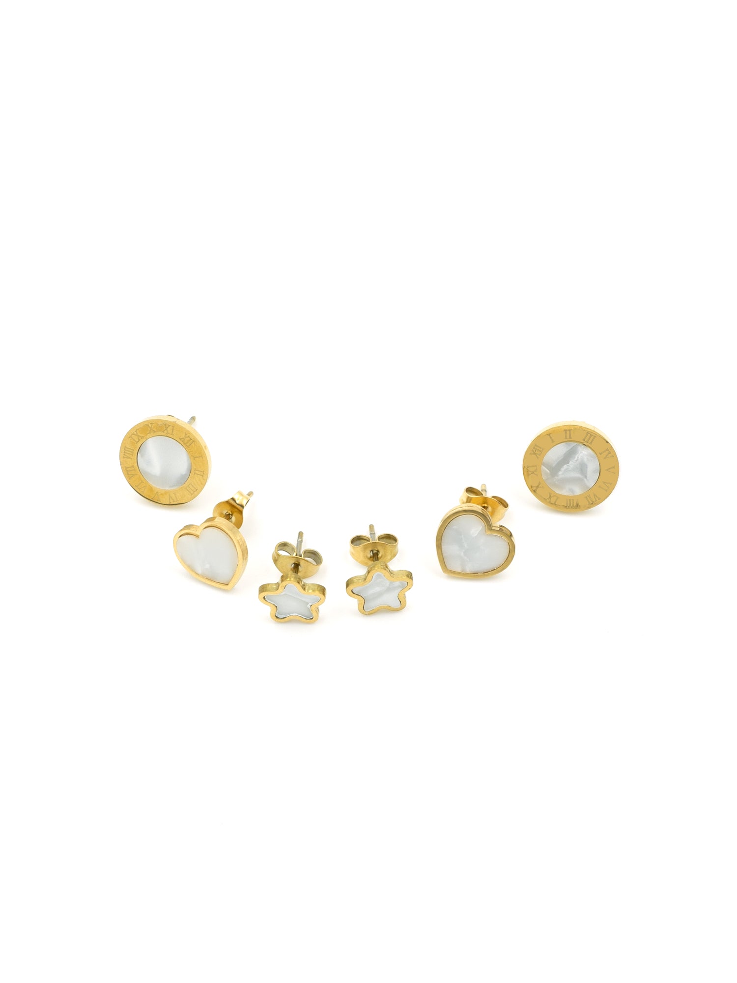Artklim Golden-Plated MOP Earrings Set of 3