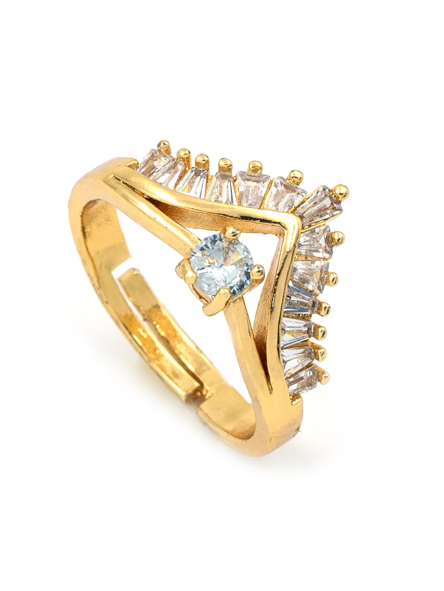 Artklim Gold-Plated Crowned Solitaire Anti-Tarnish Ring