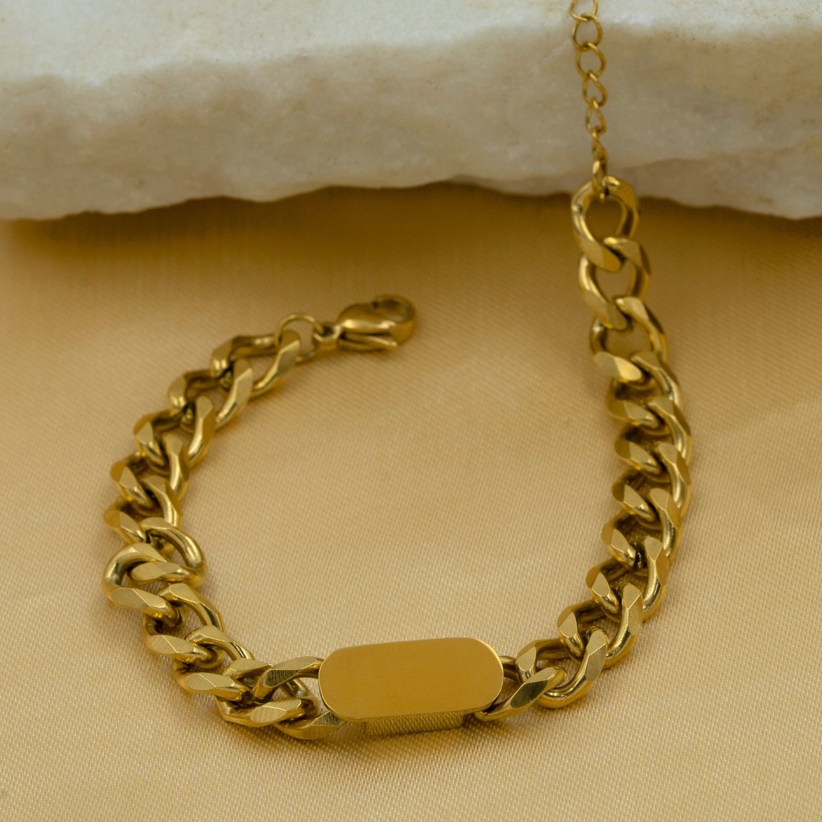 Artklim Gold Plated Bold Curb Chain Bracelet