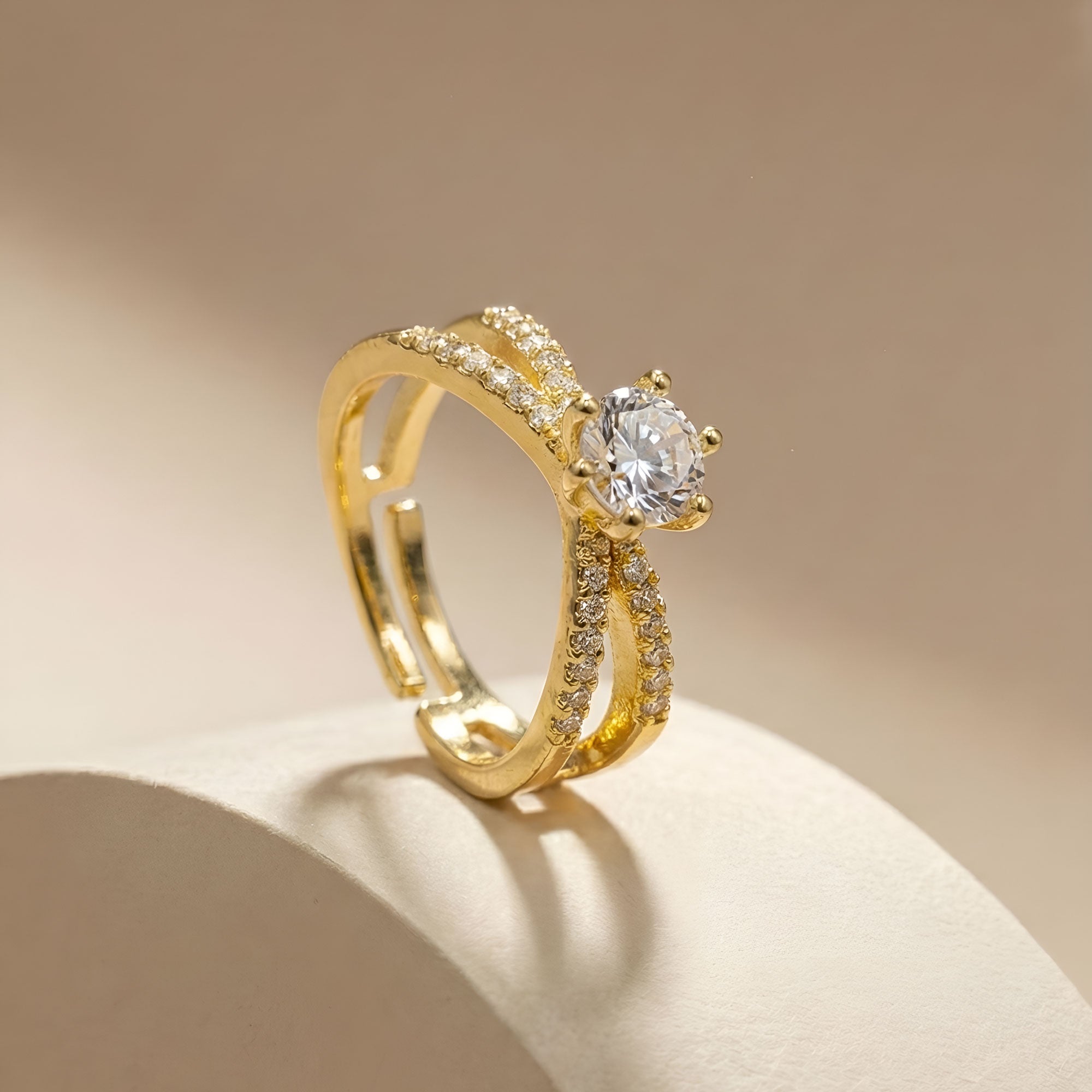 Artklim Gold-Plated Lumi Spark Anti-Tarnish Ring