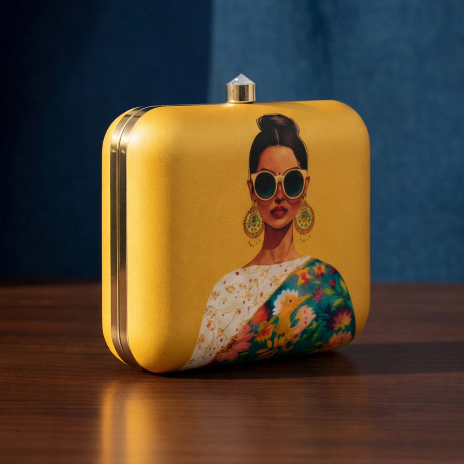Yellow Based Classy Women Printed Clutch
