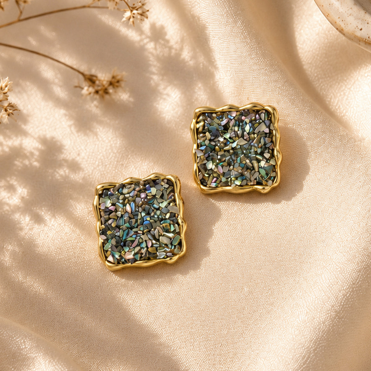 Artklim Elegant Multicolor Mosaic Gold-Tone Anti-Tarnish Earring