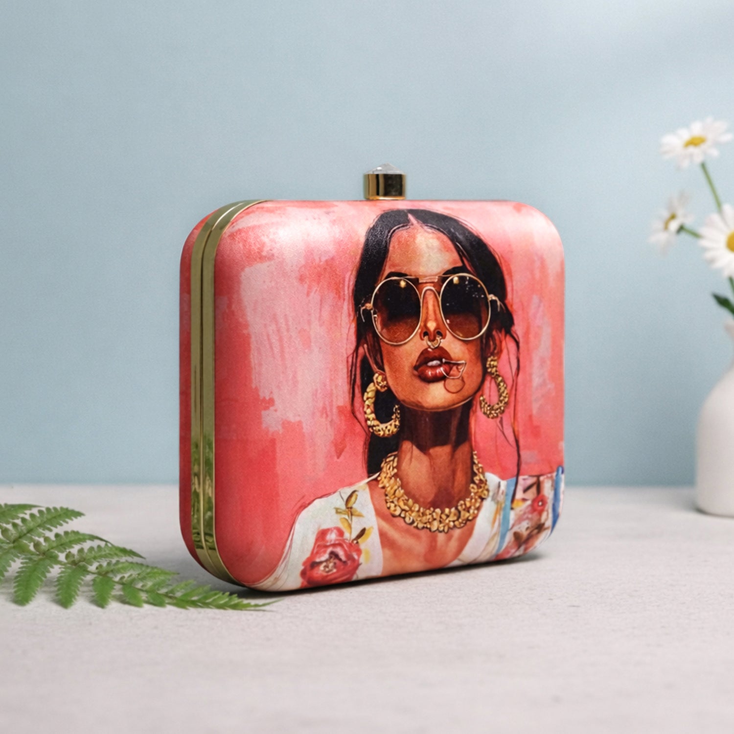Modern Muse Woman Portrait Clutch