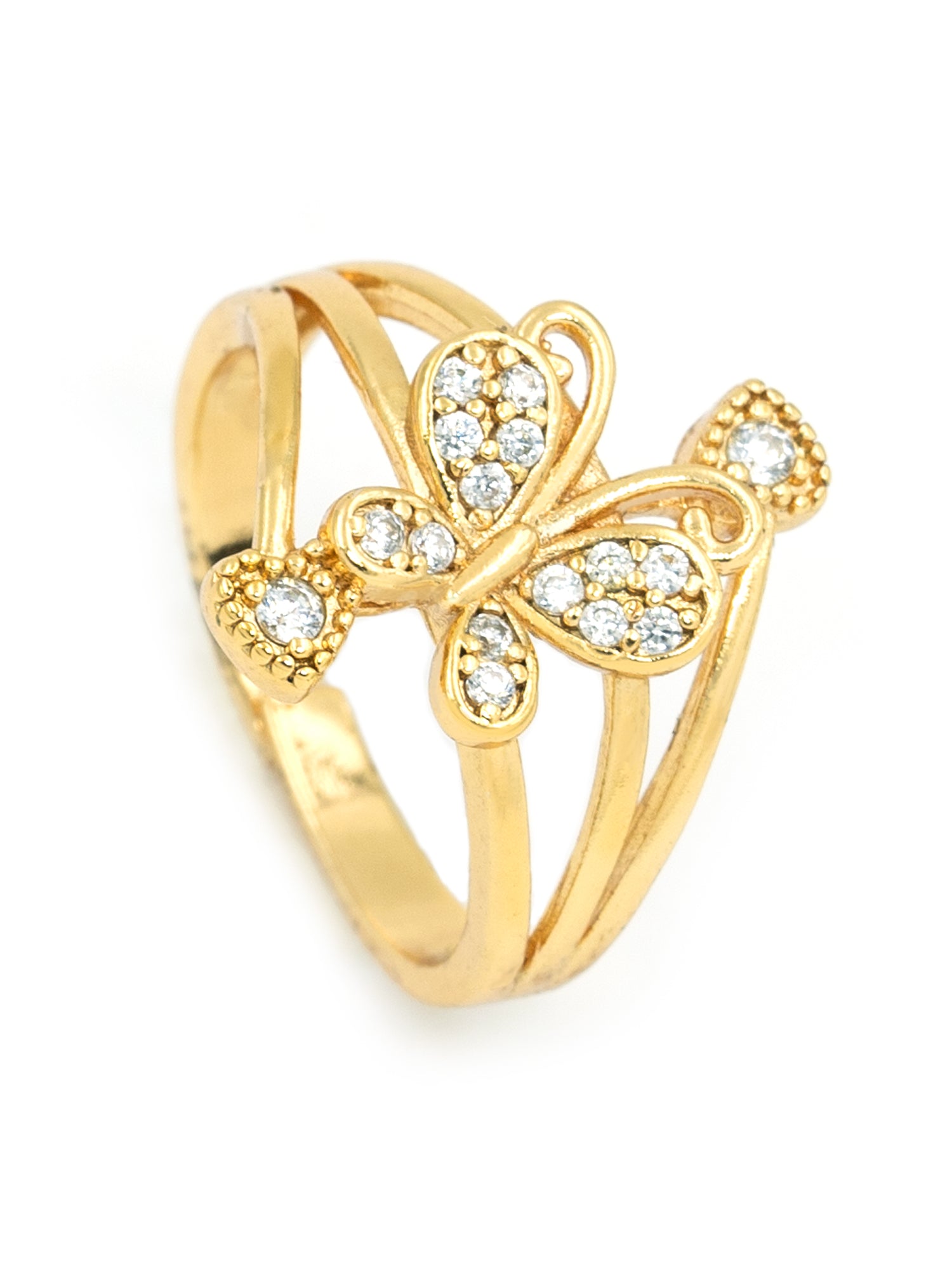 Artklim Gold-Plated Pave Butterfly Anti-Tarnish Ring