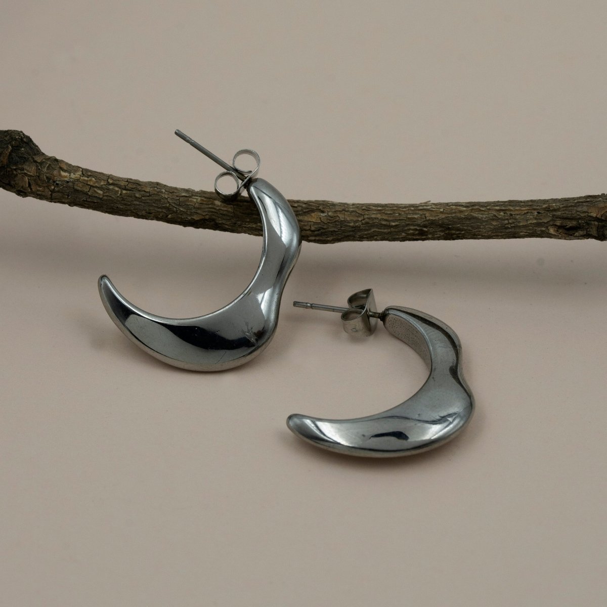 Artklim Silver Plated Crescent Moon Shaped Earrings