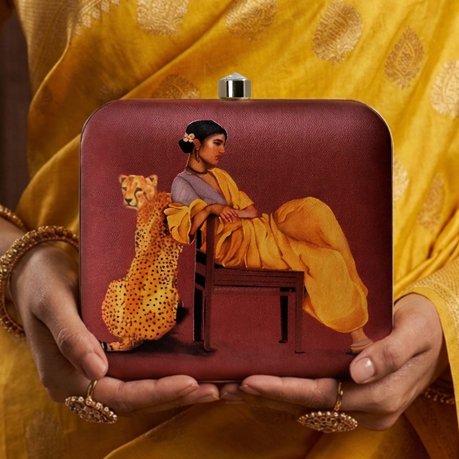 Artklim The Golden Serenity Muse Printed Clutch